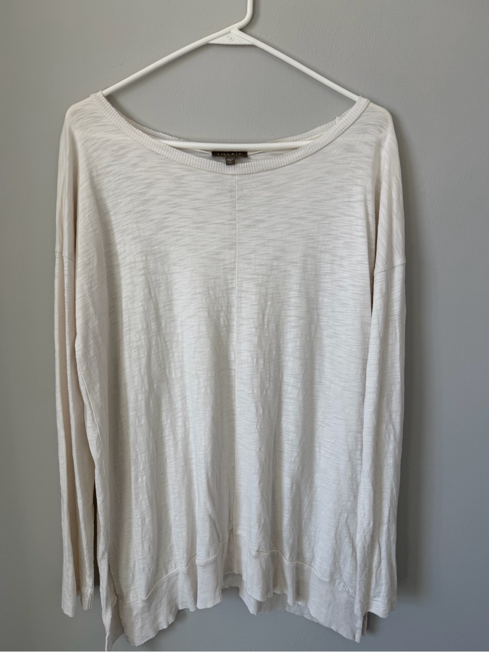 Lilla P Lightweight White Long-Sleeve Boatneck Top